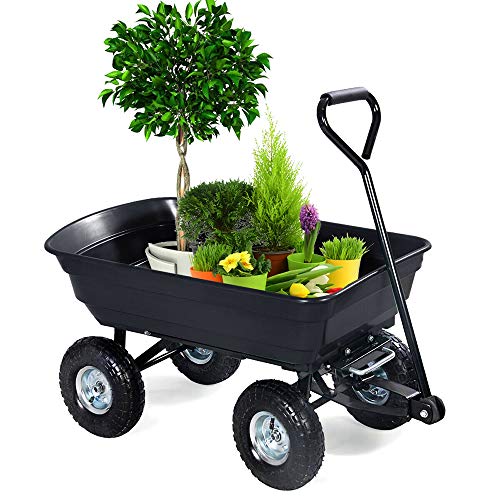 660LBS Garden Dump Cart Dumper Wagon Carrier Wheel Barrow Air Tires Heavy Duty