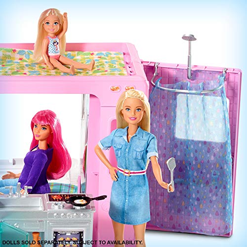 Barbie 3-In-1 Dreamcamper Vehicle, Approx. 3-Ft, Transforming Camper with Pool, Truck, Boat and 50 Accessories, Makes A Great Gift for 3 to 7 Year Olds