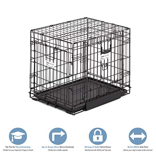 Ovation Folding Dog Crate | Dog Crate Features Space-Saving Overhead “Garage” Style Door & Comes Fully Equipped w/ Replacement Tray, Divider Panel & Floor Protecting Roller Feet