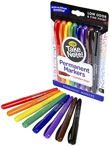 Crayola Take Note Permanent Marker, Fine Point, Assorted Colors, School Supplies