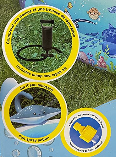SunClub Stingray Kiddie Pool for Kids and Family with Water Fun Spray Jet Action