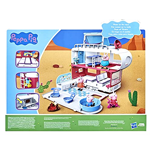 Peppa Pig Peppa’s Adventures Peppa’s Family Motorhome Preschool Toy, Vehicle to RV Playset, Plays Sounds and Music, Ages 3 and up, F2182
