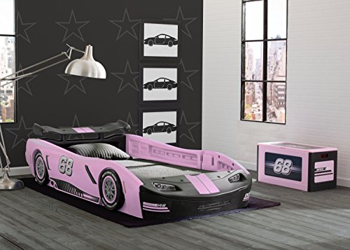 Delta Children Turbo Race Car Twin Bed, Pink