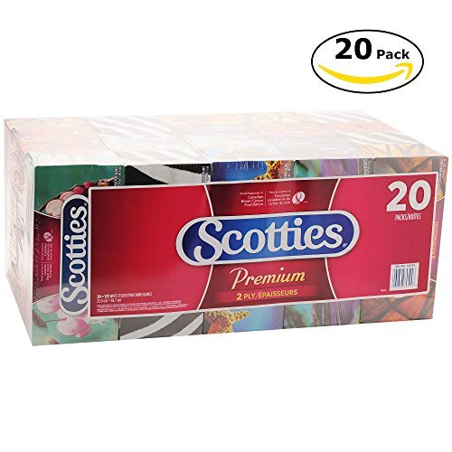 Scotties 2-Ply Premium Facial Tissue, Low Profile Box, 123 Count (Pack of 20)