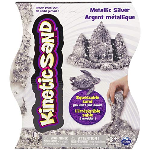 Kinetic Sand, Shimmering Metallic Silver 1lb Pack, for Ages 3 and Up