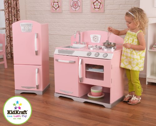 KidKraft Pink Retro Kitchen and Refrigerator