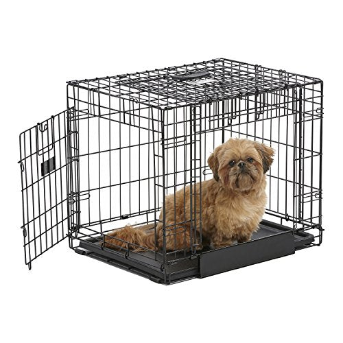 Ovation Folding Dog Crate | Dog Crate Features Space-Saving Overhead “Garage” Style Door & Comes Fully Equipped w/ Replacement Tray, Divider Panel & Floor Protecting Roller Feet