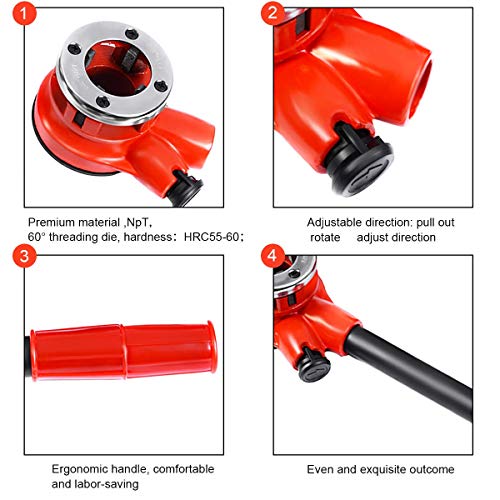 Goplus Ratchet Pipe Threader Kit Ratcheting Pipe Threading Tool Set w/ 6 Dies and Storage Case