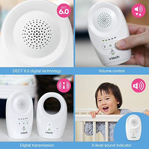 VTech DM1111, Enhanced Range Digital Audio Baby Monitor, 1 Parent Unit, White