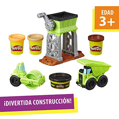 Play-Doh Wheels Gravel Yard Construction Toy with Non-Toxic Pavement Buildin' Compound Plus 3 Additional Colors