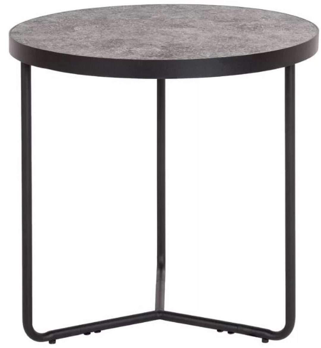 Sturdy End Table. Capone Concrete Laminate Finish Sturdy End Table, Metal Frame Borders Top, Floor Glides