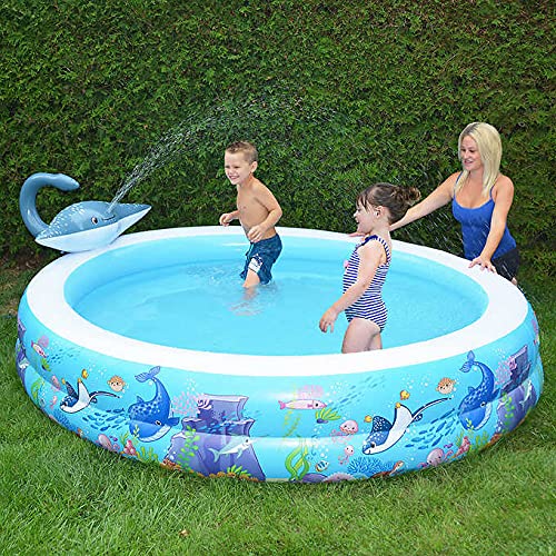 SunClub Stingray Kiddie Pool for Kids and Family with Water Fun Spray Jet Action