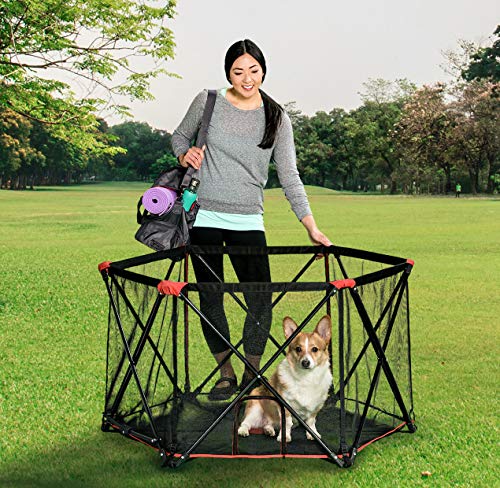 Carlson 6-Panel Foldable and Portable Steel Pet Exercise and Play Pen, Indoor and Outdoor, with Carrying Case, Red