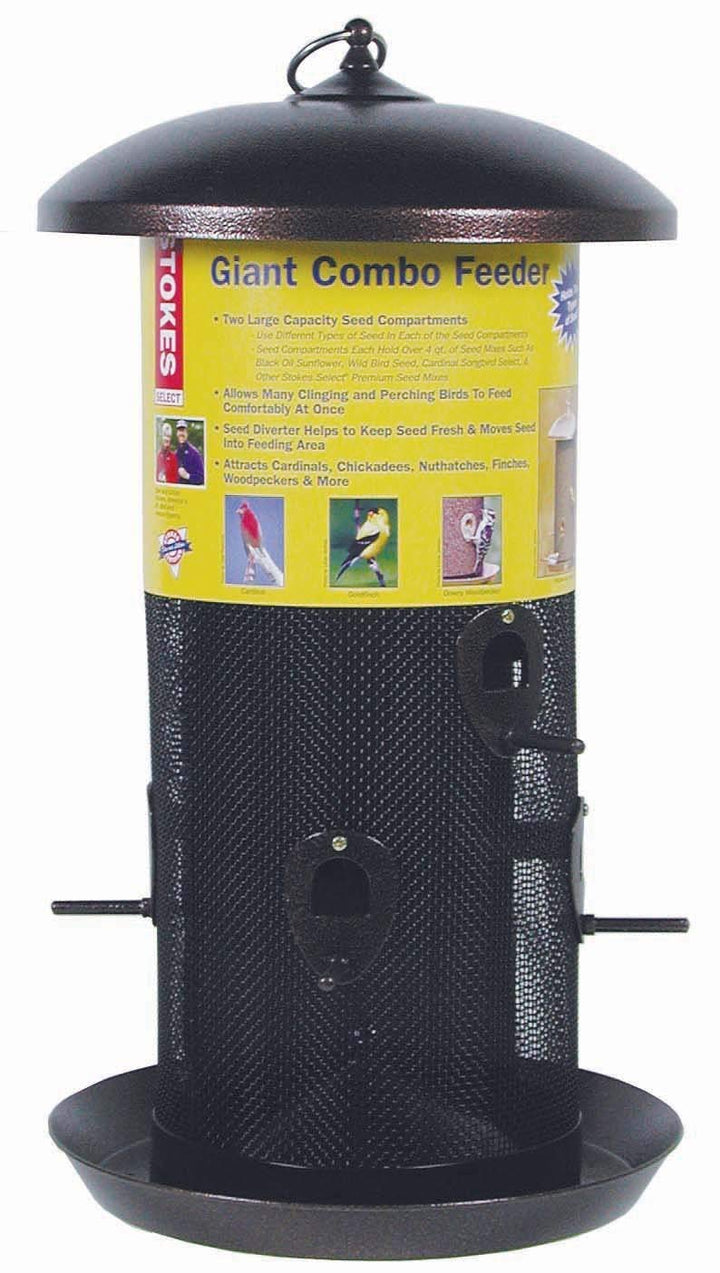 Stokes Select Giant Combo Bird Feeder with Two Seed Compartments, Copper, 8 lb Seed Capacity