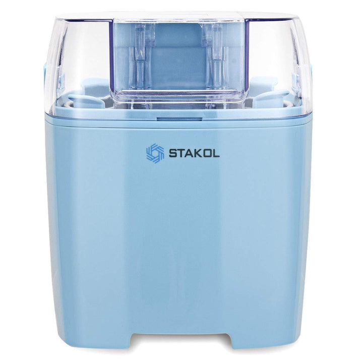 Blue Frozen Desserts Self-Starting Motor 1.6-Quart Bowl Large Chute Detachable Bowl Paddle See-Through Cover Compact Convenient Automatic Ice Cream Making Tool