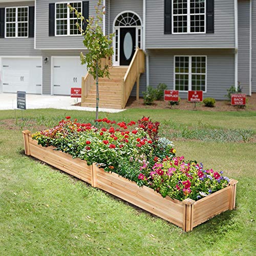 YAHEETECH Raised Garden Bed Kit - Wooden Elevated Planter Garden Box for Vegetable/Flower/Herb Outdoor Solid Wood 96.7 x 24.6 x 10.6inches
