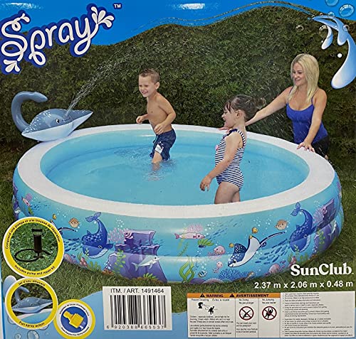 SunClub Stingray Kiddie Pool for Kids and Family with Water Fun Spray Jet Action