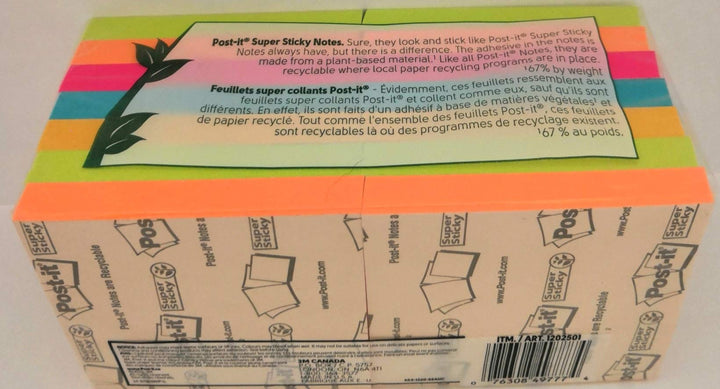 Post-it Super Sticky Notes, 3 in x 3 in, Rio de Janeiro Collection, 14 Pads, 90 Sheets/Pad