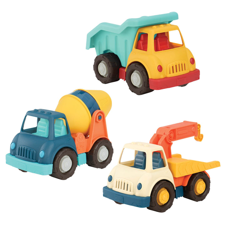 Wonder Wheels - Dump Truck, Tow Truck, Cement Truck - Toy Truck Combo Set for Toddlers Age 1 and Up (3 pc).