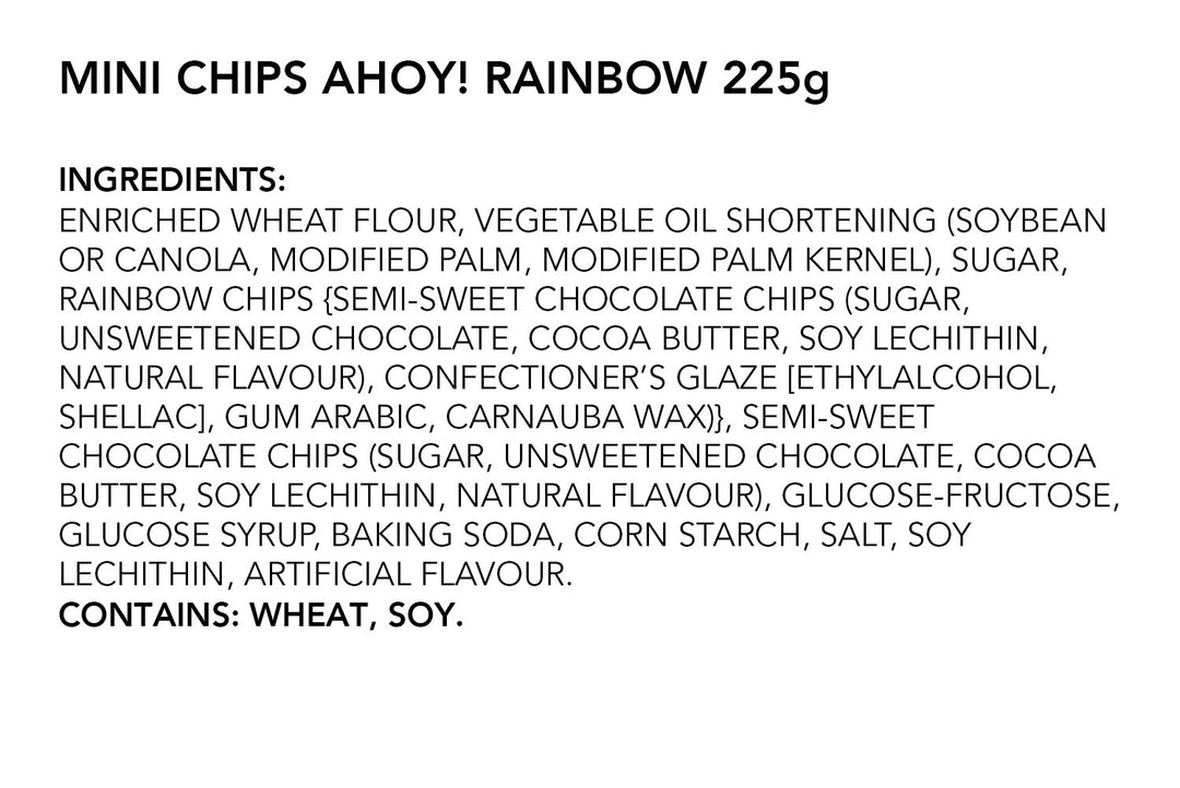 CHIPS AHOY! Mini Rainbow Chocolate Chip Cookies, 1 Resealable Bag (225g)