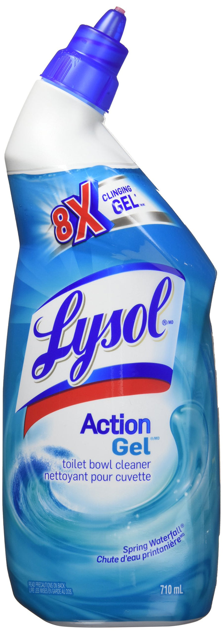 Lysol Toilet Bowl Cleaner, Action Gel, Spring Waterfall, 710ml, 8x Clinging Gel