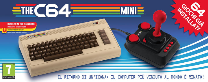 The C64 Mini Console Videogames Deep Silver (EU IMPORT) + 1 Joystick + 64 Games Pre-Installed