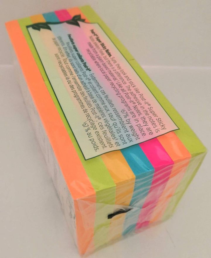 Post-it Super Sticky Notes, 3 in x 3 in, Rio de Janeiro Collection, 14 Pads, 90 Sheets/Pad