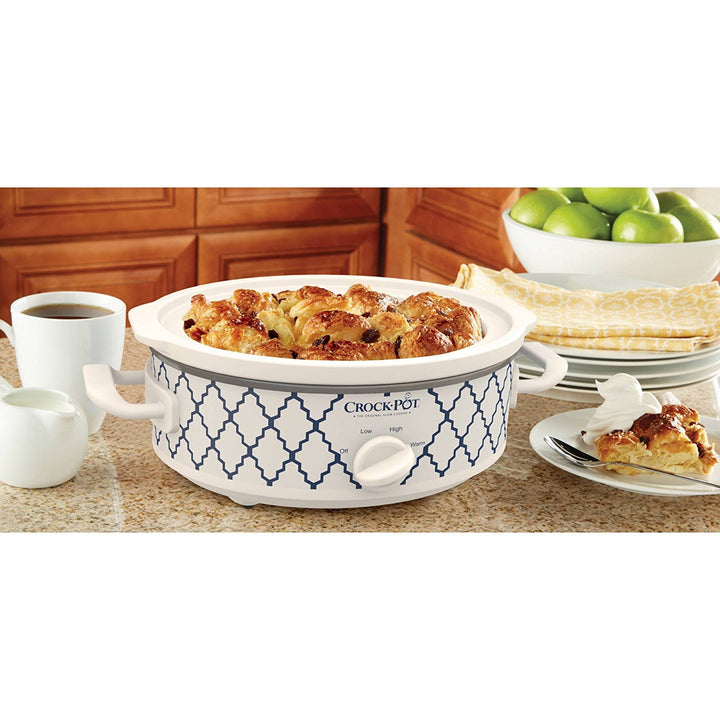 Crock-Pot Casserole Crock Mini Oval Slow Cooker, 2.5-Quart, Blue White/Trellis