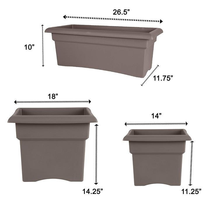 Bloem Veranda Deck Box Planter, 18", Chocolate (457185-1001)