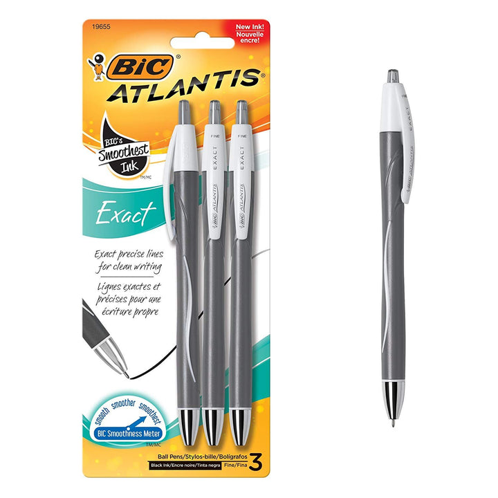 BIC Atlantis Exact Retractable Ball Pen, Fine Point (0.7 mm