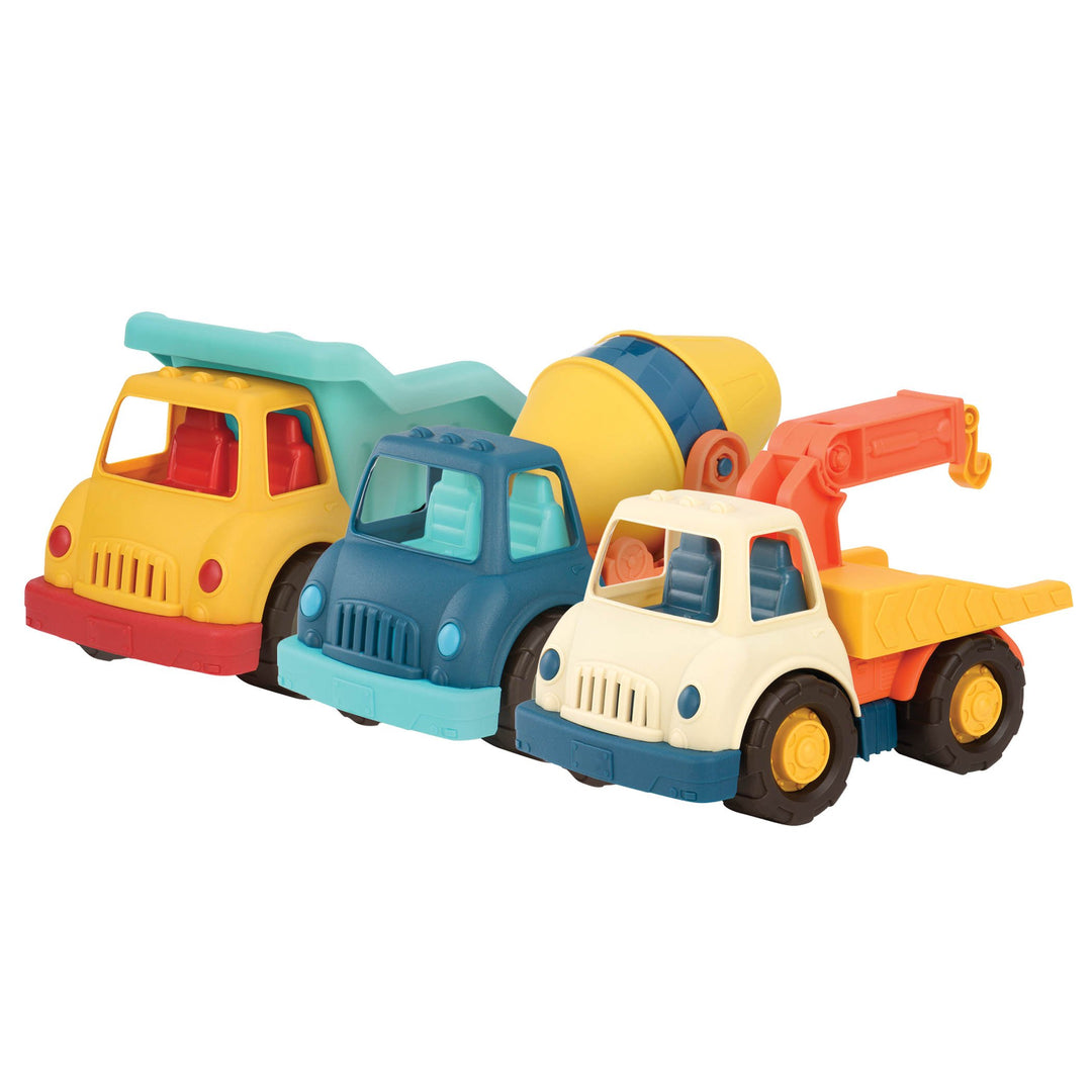 Wonder Wheels - Dump Truck, Tow Truck, Cement Truck - Toy Truck Combo Set for Toddlers Age 1 and Up (3 pc).