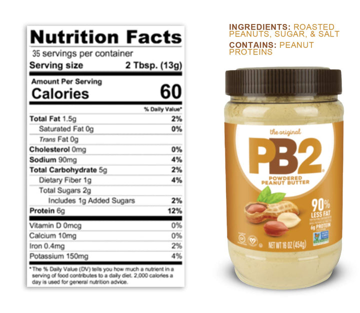 Bell Plantation PB2 Powdered Peanut Butter, 1 lb Jar (2-Pack)