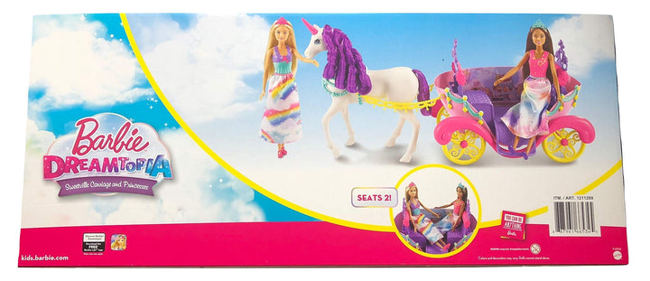 Barbie Dreamtopia Sweetville Carriage and Barbie Doll Princesses Playset with 2 Barbie Dolls