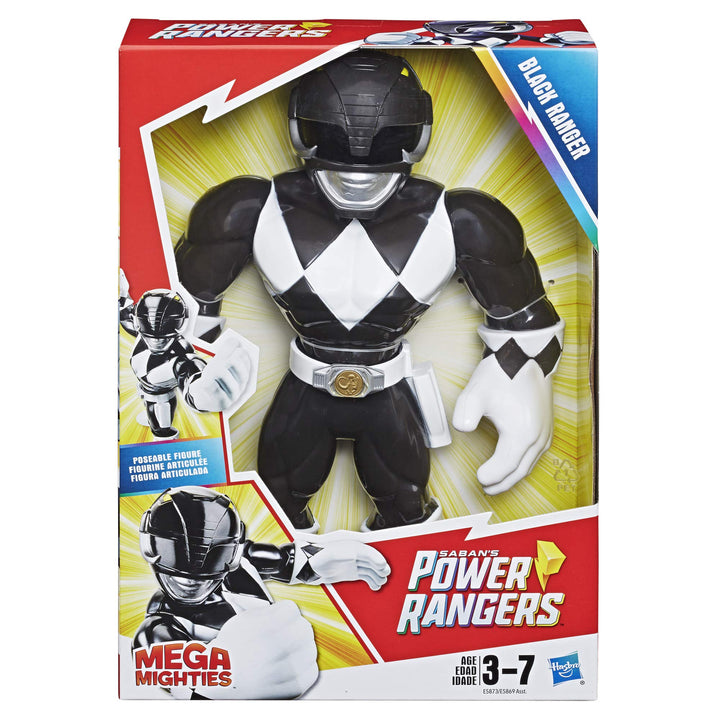 Playskool Heroes Mega Mighties Power Rangers Black Ranger 10-inch Figure, Collectible Toys for Kids Ages 3 and Up