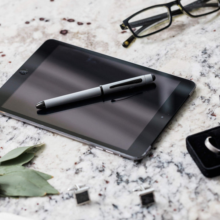 Cross Tech3+ Multifunctional Pen/Pencil, Medium Point, 1.0 mm, Black/Chrome, Assorted Ink Colors