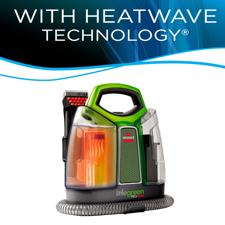BISSELL 2513E Little Green Proheat Portable Deep Cleaner/Spot Cleaner with New HydroRinse Self-Cleaning Tool and OXY Powered Formula for Permanent Stain Removal