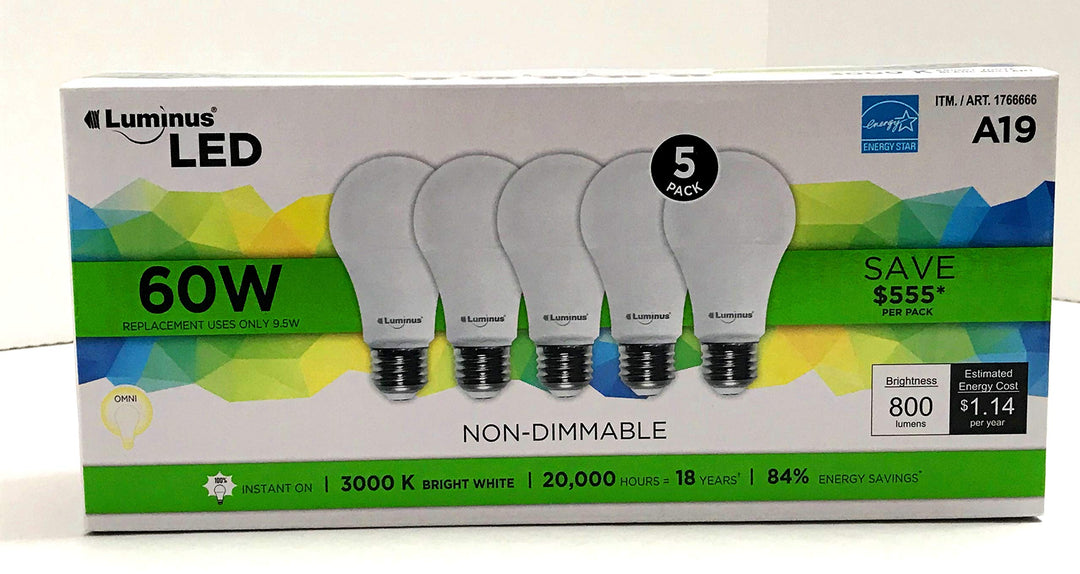LED A19 60W Replacement 5Pk