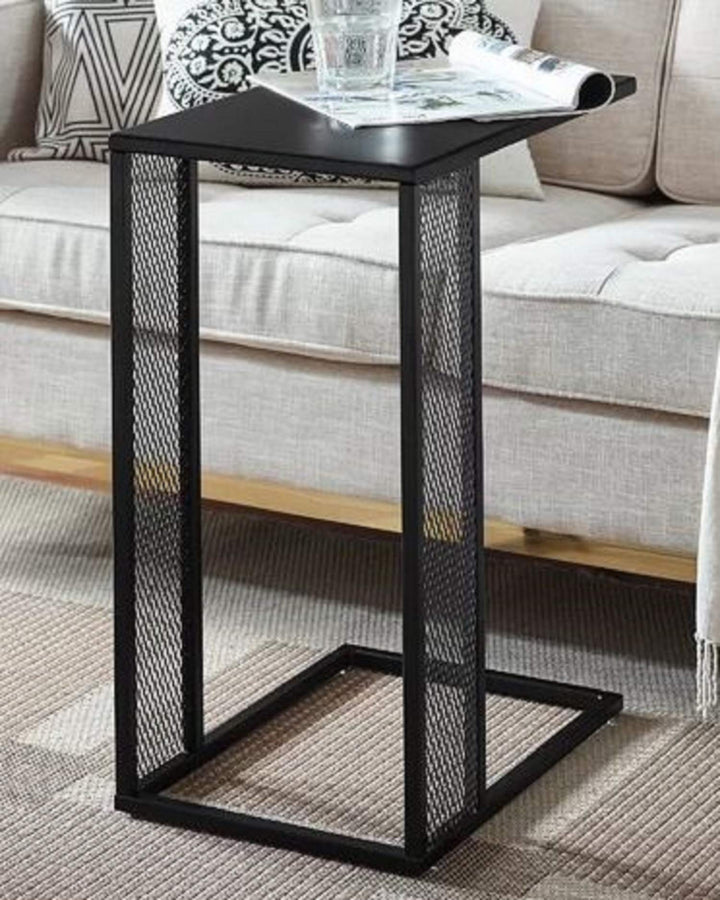 Sturdy End Table. Pullum C Sturdy End Table, Made Entirely of Metal for A Durable Design, Mesh Metal Sides As Stylish Accents (Black)