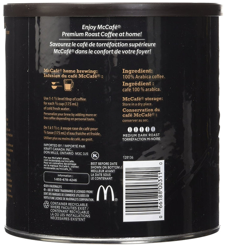 McCafé® Premium Medium Dark Roast Fine Ground Coffee. 100% Arabica.
