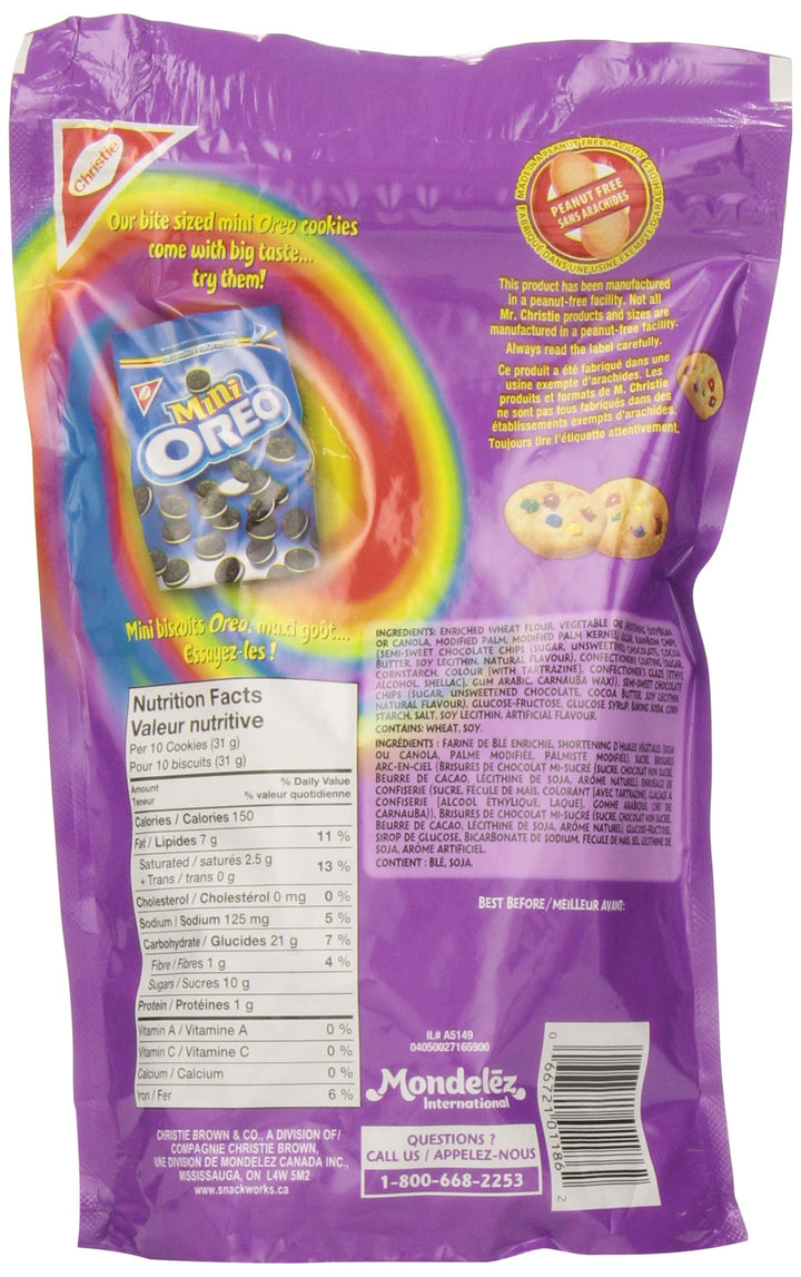 CHIPS AHOY! Mini Rainbow Chocolate Chip Cookies, 1 Resealable Bag (225g)