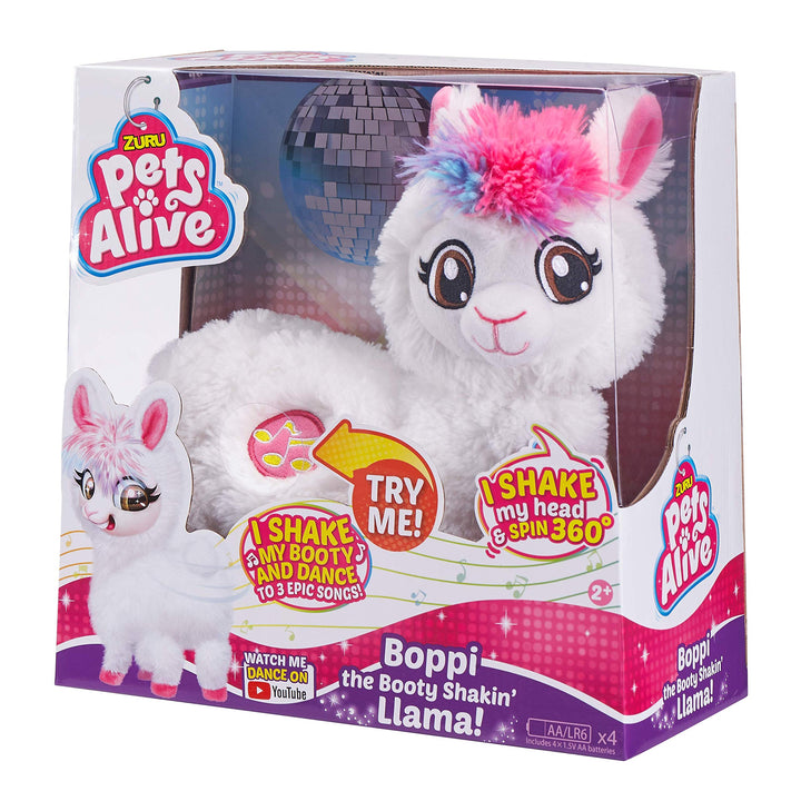 PETS ALIVE Boppi The Booty Shakin Llama Battery-Powered Dancing Robotic Toy by Zuru, White