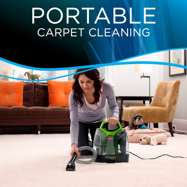 BISSELL 2513E Little Green Proheat Portable Deep Cleaner/Spot Cleaner with New HydroRinse Self-Cleaning Tool and OXY Powered Formula for Permanent Stain Removal