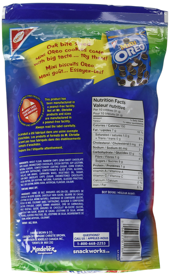 CHIPS AHOY! Mini Rainbow Chocolate Chip Cookies, 1 Resealable Bag (225g)