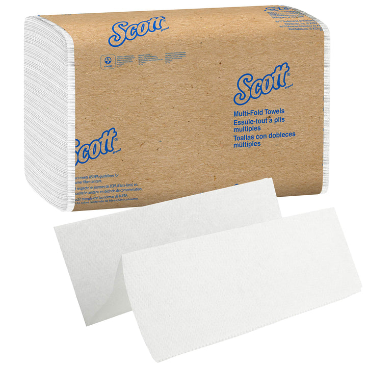 Scott Multifold Paper Towels (01804) with Fast-Drying Absorbency Pockets, White, 16 Packs/Case, 250 Multifold Towels/Pack