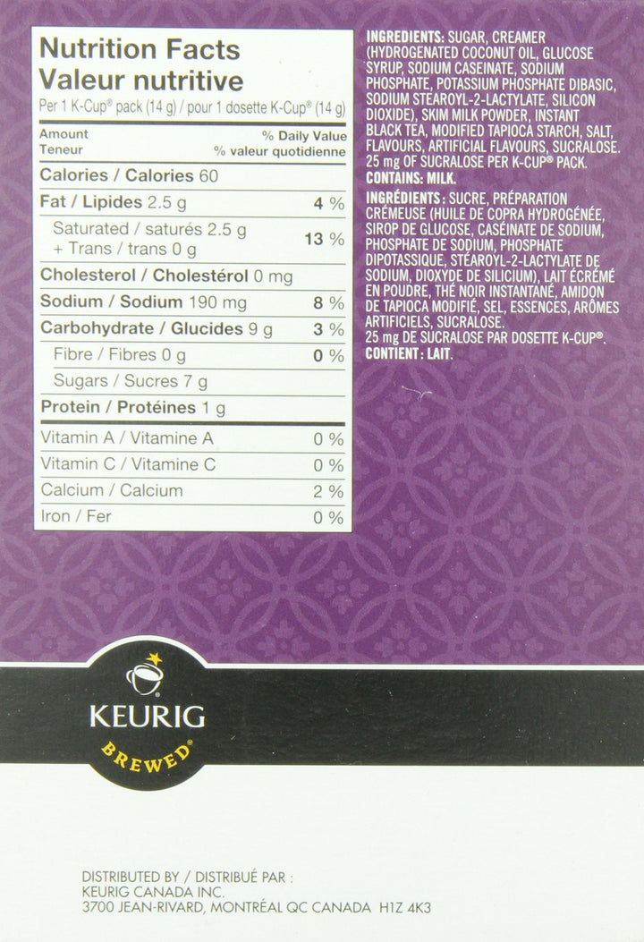 Timothy's World Coffee Chai Latte K-Cups for Keurig Brewers 24 Count