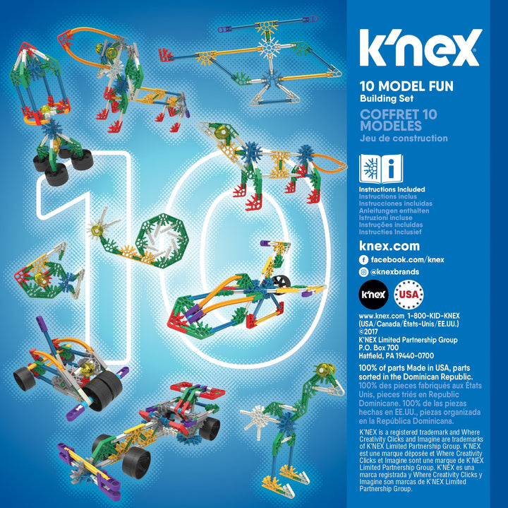 K’NEX  10 Model Building Fun Set  126 Pieces  Ages 7+ Engineering Education Toy