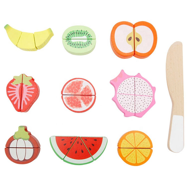 Lehctin Educational Wooden Blocks Toy Set, Cutting Toy, Wooden Food Fruit Vegetable